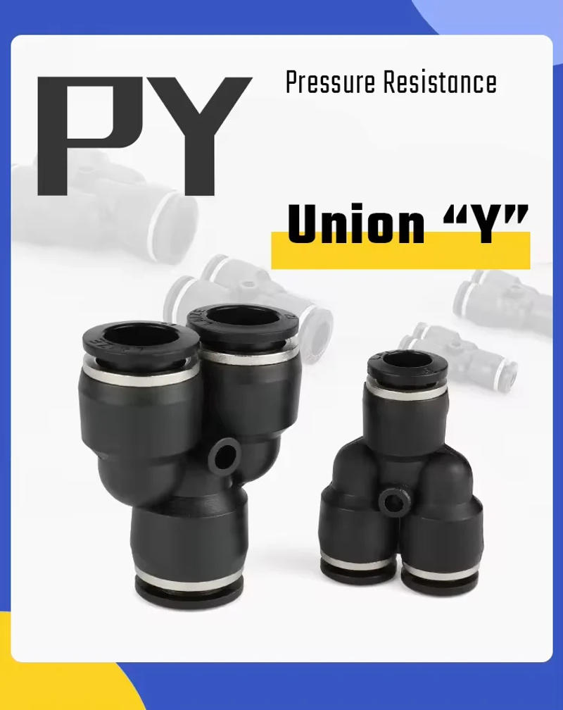 Description Picture 5 of itemAir Pipe Hose Fitting Pneumatic Fitting Black PY Three-Way Quick Connector