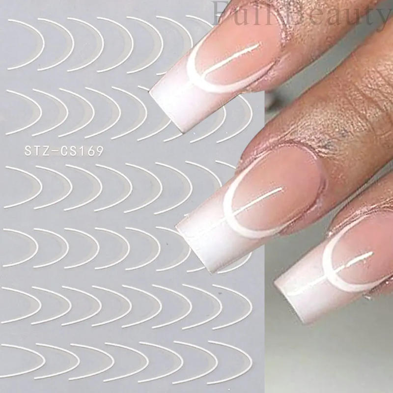 Description Picture 4 of item3D Nails Stickers French Design Line Decoration Art Slider Charm Holographic Self-Adhesive Decals Manicure Accessories Tool