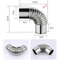 60/70/80mm 90 Degree Flue Elbow Pipe Chimney Liner Bend Stainless Steel Multi Flue Stove Pipes Wood Stoves Chimney