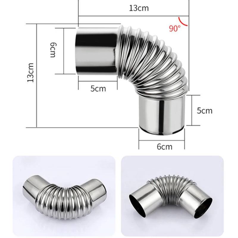 Description Picture 2 of item60/70/80mm 90 Degree Flue Elbow Pipe Chimney Liner Bend Stainless Steel Multi Flue Stove Pipes Wood Stoves Chimney