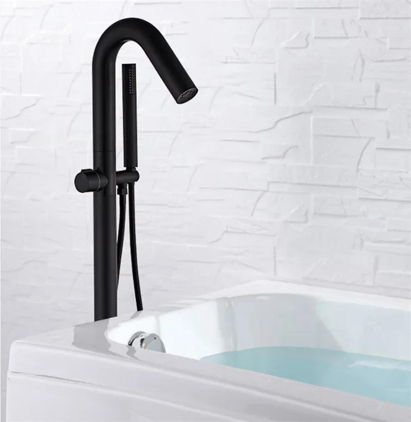 Description Picture 4 of itemBlack Bathtub Faucet Floor Stand Bathtub Mixer 360 Degree Rotation Spout with Handshower Head Bath Mixer Shower