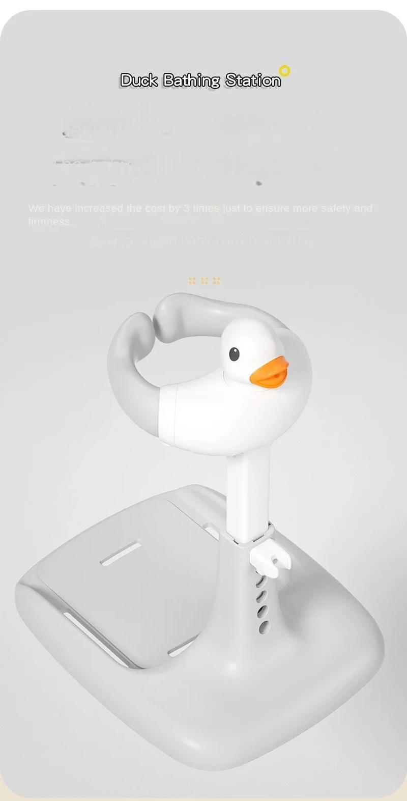 Description Picture 6 of itemPortable Non-slip Duck Shaped Baby Bath Racks Shower Helper Handle Adjust Length Stand Themselves for Standing Toddler Shower