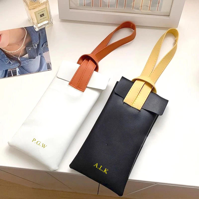 Description Picture 5 of itemJapanese leather Glasses Bag Portable Myopia Resistant Color Blocking Creative Sunglasses Sunglasses Eye Bag Storage Bag Pouch