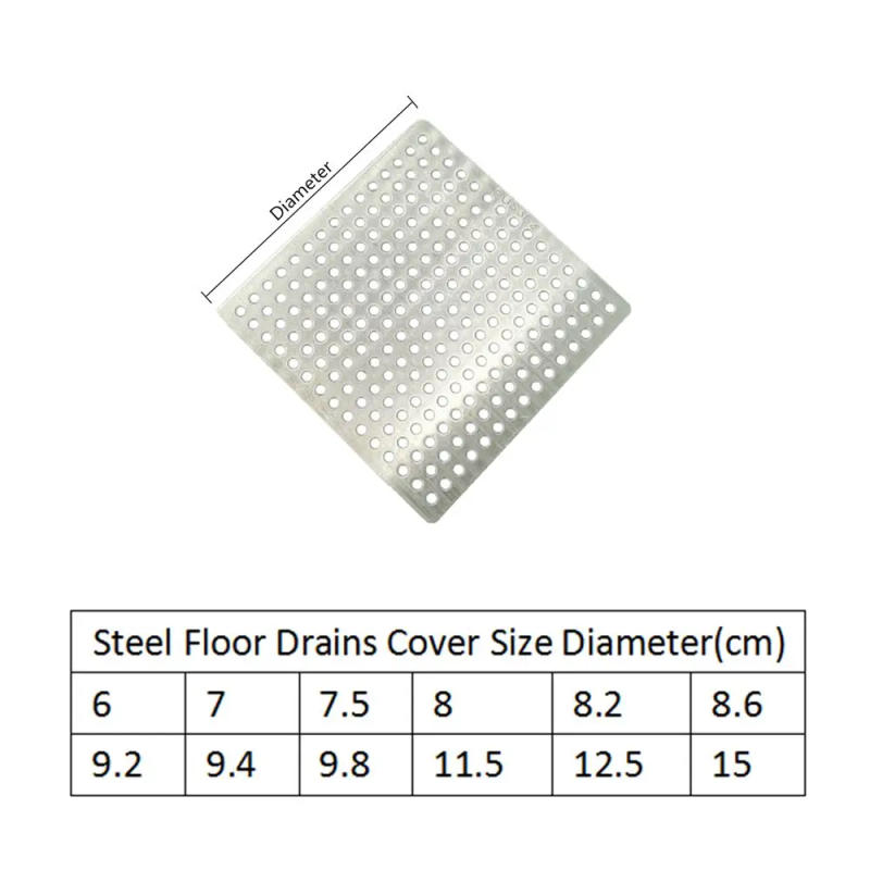 Description Picture 3 of itemShower Drain Cover Colander Bathroom Accessories 304 stainless Square Drain Cover Sink Strainer Hair Filter Floor drain pad