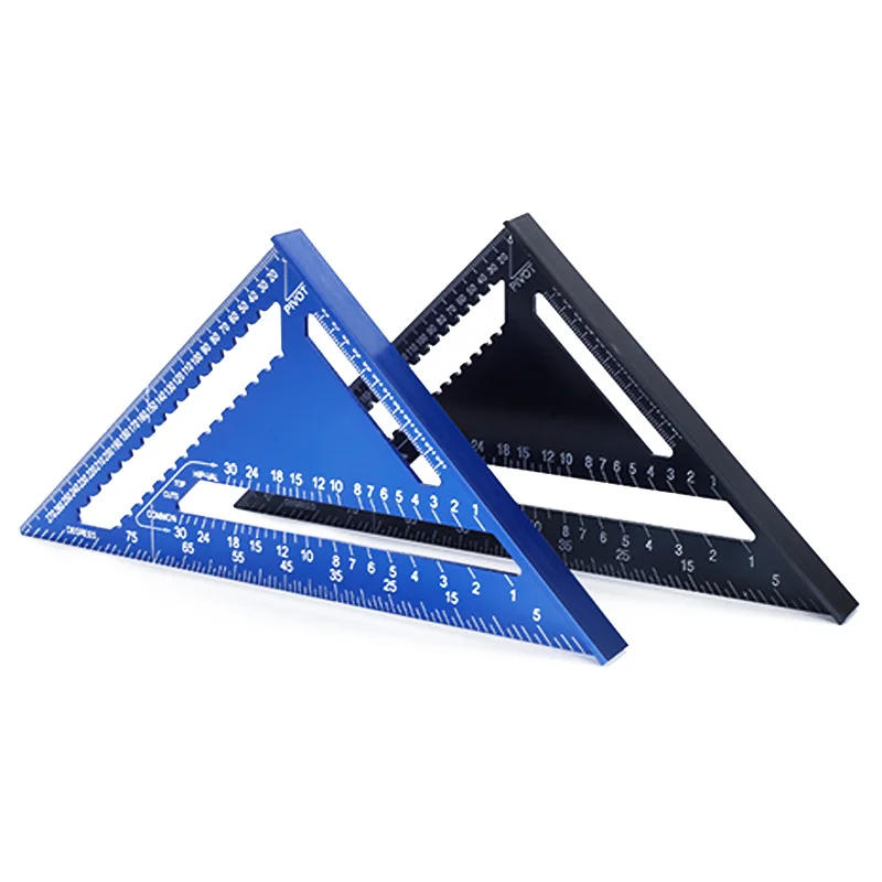 Description Picture 4 of item7'' Aluminum Alloy Triangle Ruler Gauges Speed Protractor Miter for Carpenter Line Scriber Saw Guide Percision Measurement Tool
