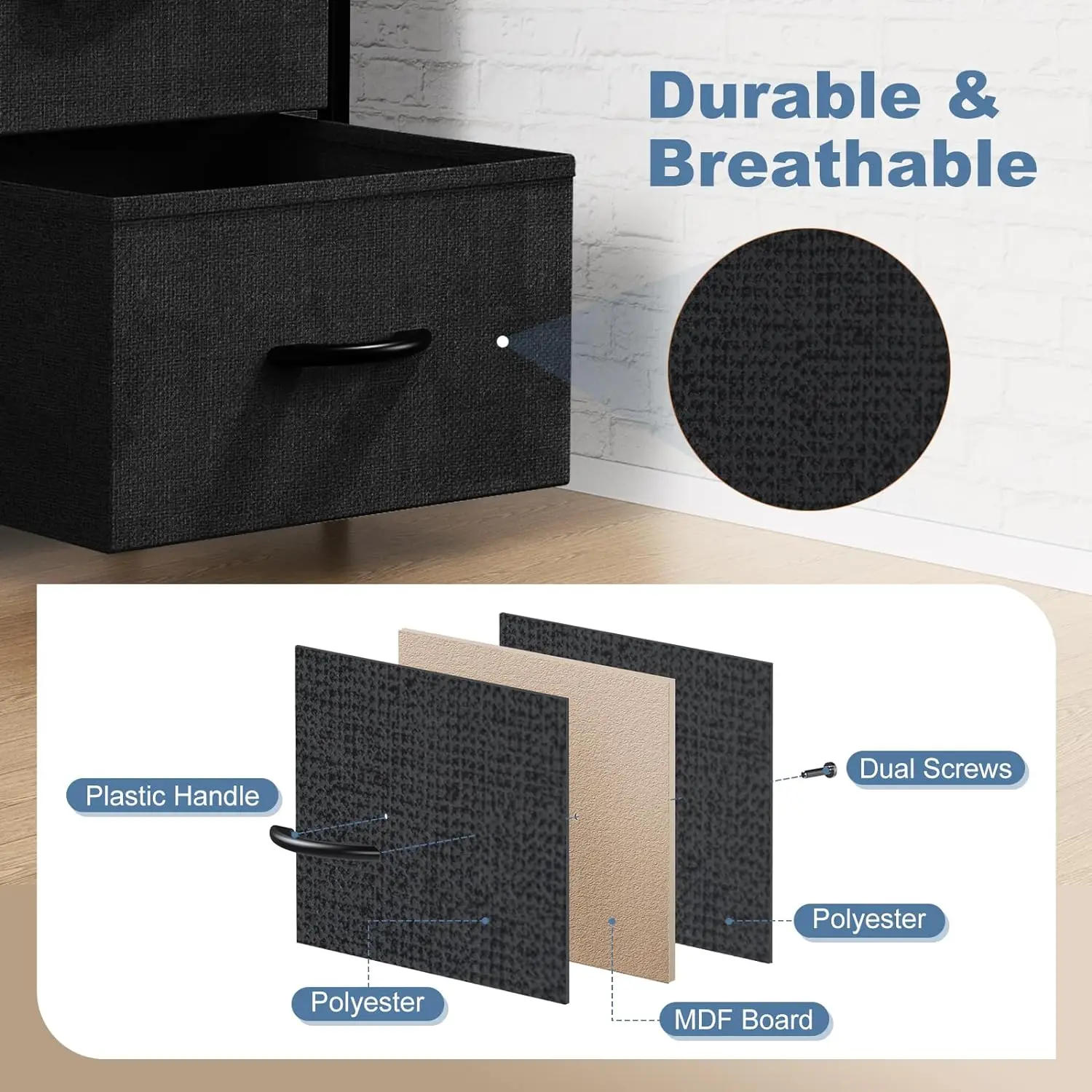 Description Picture 4 of itemDresser for Bedroom, Chest of Drawers, Closet Storage with 8 Drawers, Cloth Dresser Clothes Organizers Tower with Fabric Bins