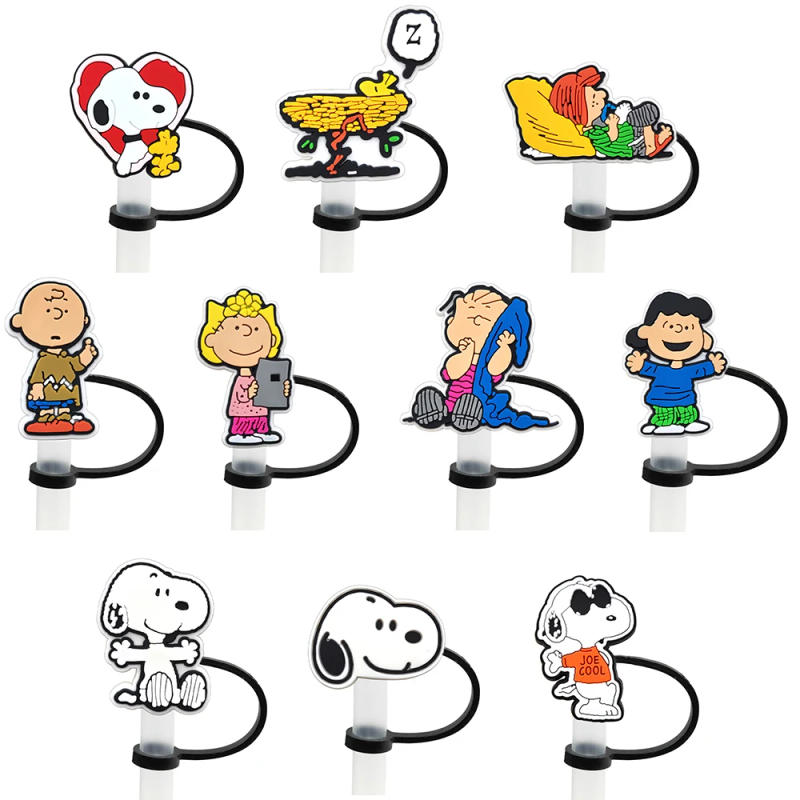 Description Picture 3 of item28pcs Cute Snoopy Silicone Straw Toppers for 10mm,Straw Caps for Glass Cup,with 30&40Oz Tumbler with Handle Dust-Proof Reusable