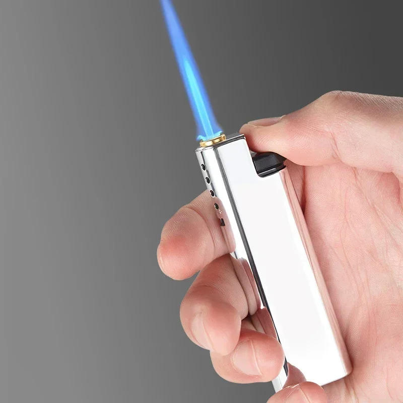 Description Picture 4 of item2024 New Windproof Lighter Blue Flame Jet Lighter High Power Cigar Lighter Kitchen BBQ Men Smoking Accessories Birthday Gift