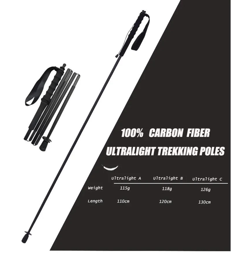 Description Picture 4 of item115g Ultra Light Trekking Poles Folding Hiking Stick Collapsible Hiking Poles Trekking Stick Walking Poles Nordic Walking Sticks