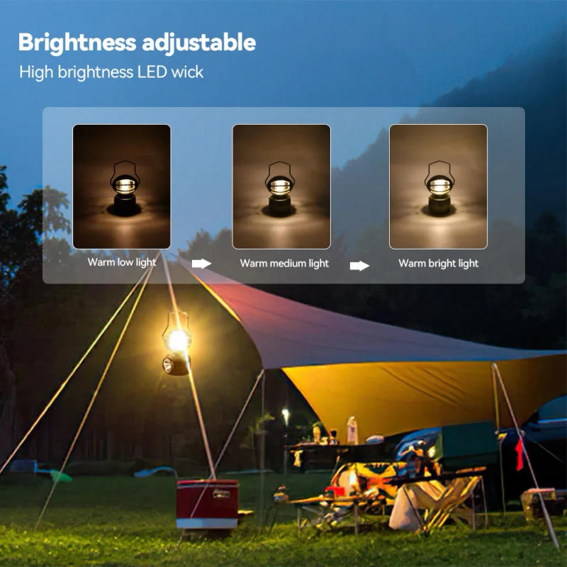 Description Picture 4 of item1Pc Camping Multi-Functional Lamp Portable Outdoor Atmosphere Lighting Tent Lanterns with Handle Vintage Emergency Table Lamps