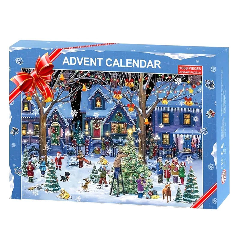 Description Picture 6 of itemChristmas Decorations 2024 Advent Calendar Jigsaw Puzzles Xmas Countdown Gift 24 Parts 1008 Pieces Jigsaw Puzzles Gift