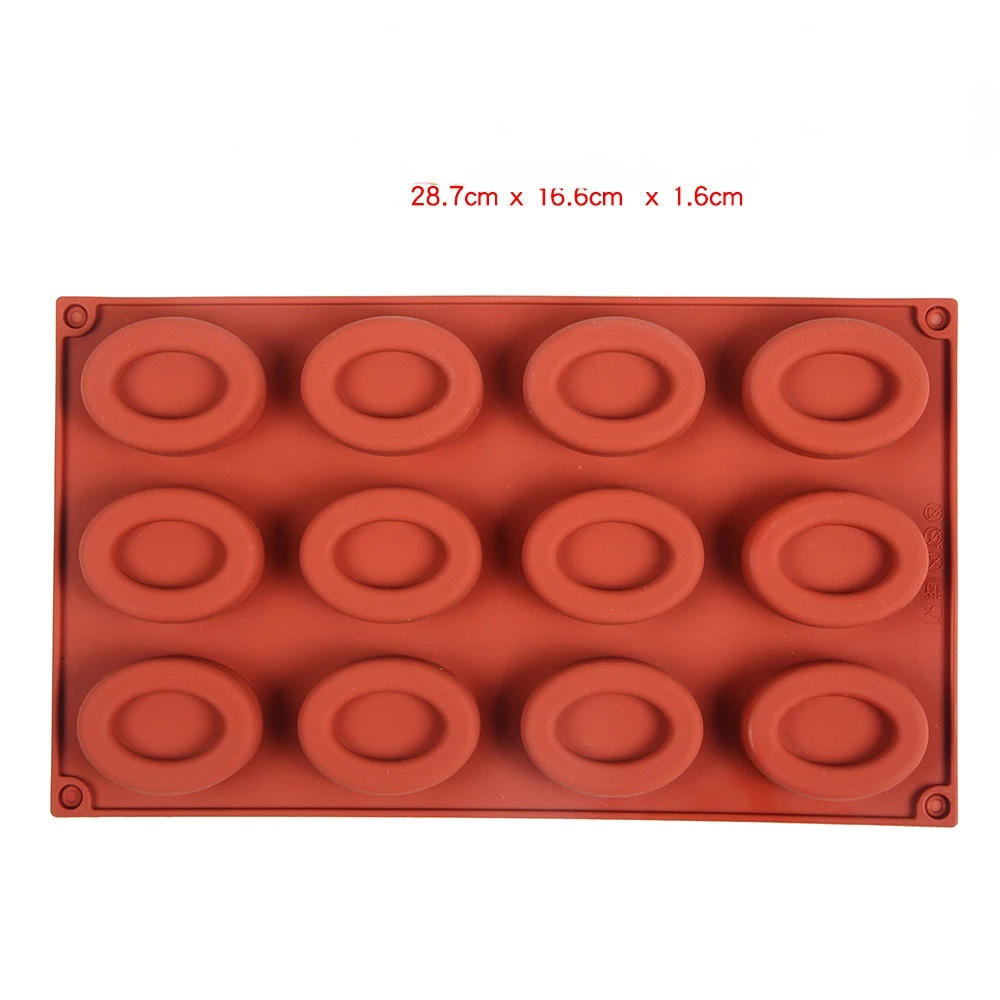 Description Picture 6 of item12 Cavity Oval Savarin Soap Mold Mould Muffin Cupcake Pan Silicone Jelly Polymer Clay Craft Art DIY Mold Kitchen Baking Tools
