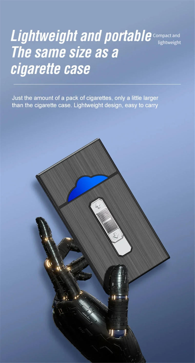Description Picture 4 of item2024 New Unusual with USB Dual Arc Charging Lighter Cigarette Accessories 2 In 1 Waterproof Rechargeable Cigarette Case Holder