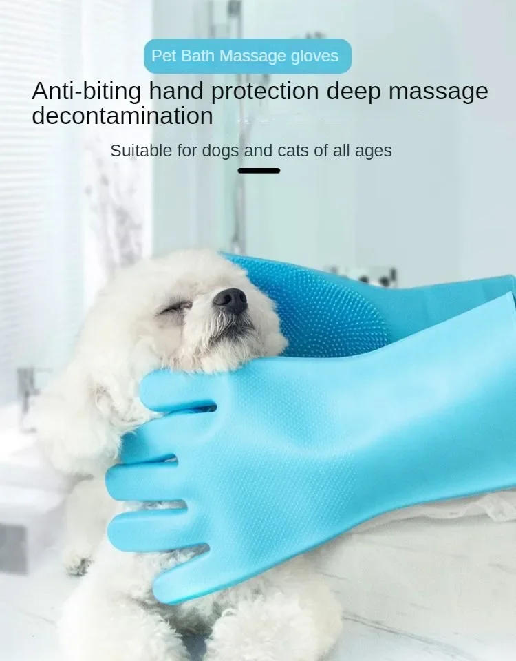 Description Picture 2 of item1/3PCS Silicone Pet Bathing Gloves for Cat Puppy Beauty Cleaning Bathe Shampoo Dog Cat Brush Gloves Pet Products