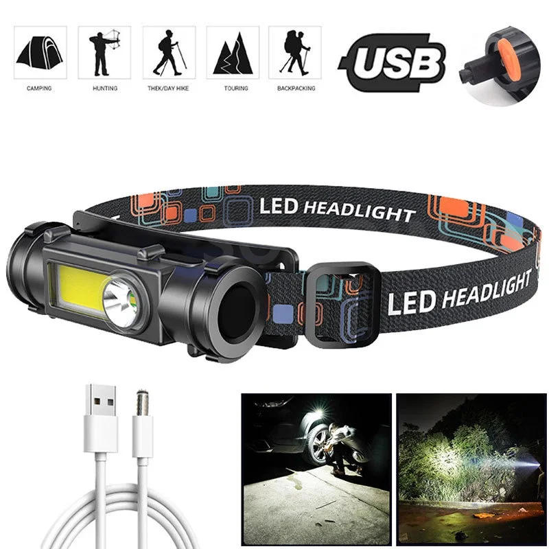 Description Picture 2 of itemMini Rechargeable Powerful Headlamp Hiking Camping USB C Head Light LED Headlight Front Head Lamp For Working
