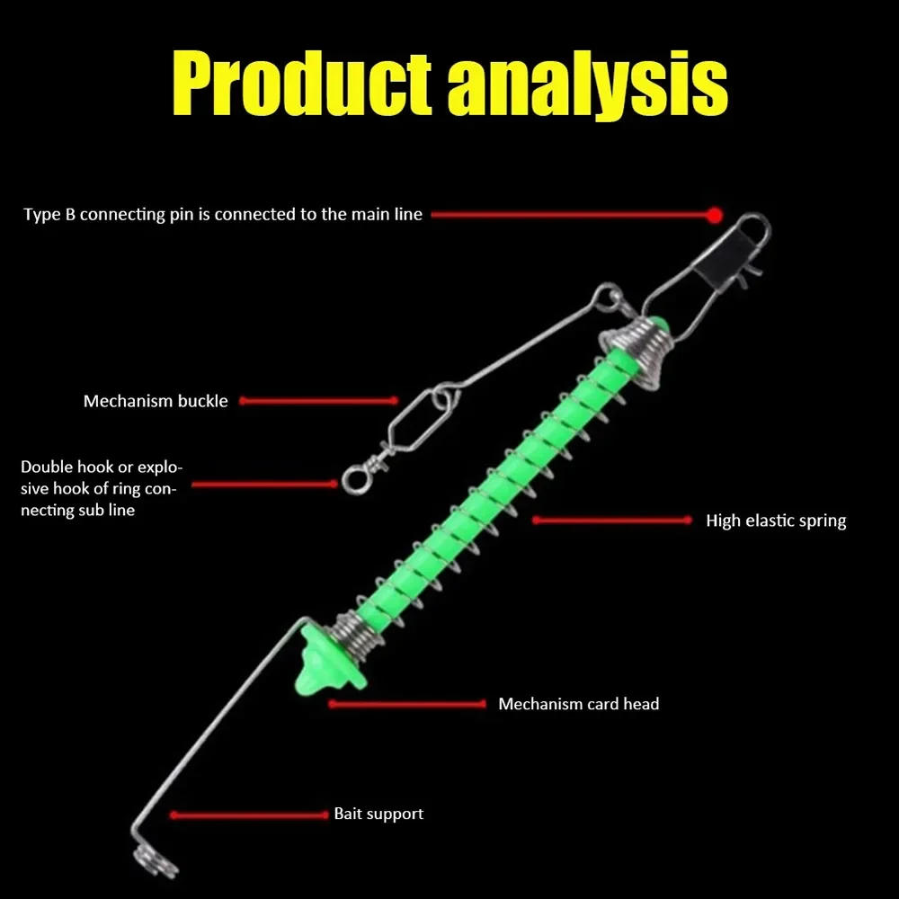 Description Picture 4 of itemAutomatic Fishing Hook Trigger Fishing Pole Fixing Spring Fishhook Bait Catch Ejection Catapult Lazy Tool Fishing Accessories