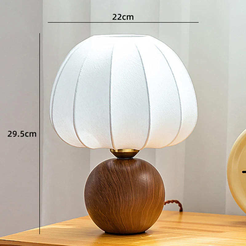 Description Picture 6 of itemAmerican Vintage Silk Table Lamp Hotel Room Exhibition Hall Room Lamp Study Creative Bedroom Decoration Wood Grain Base Bedlight