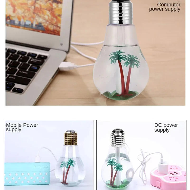 Description Picture 6 of itemMute Small USB Bulb Humidifier Desktop Colorful Night Light Air Humidifier Car Mini usb Aromatherapy Machine Atomizer diffuser