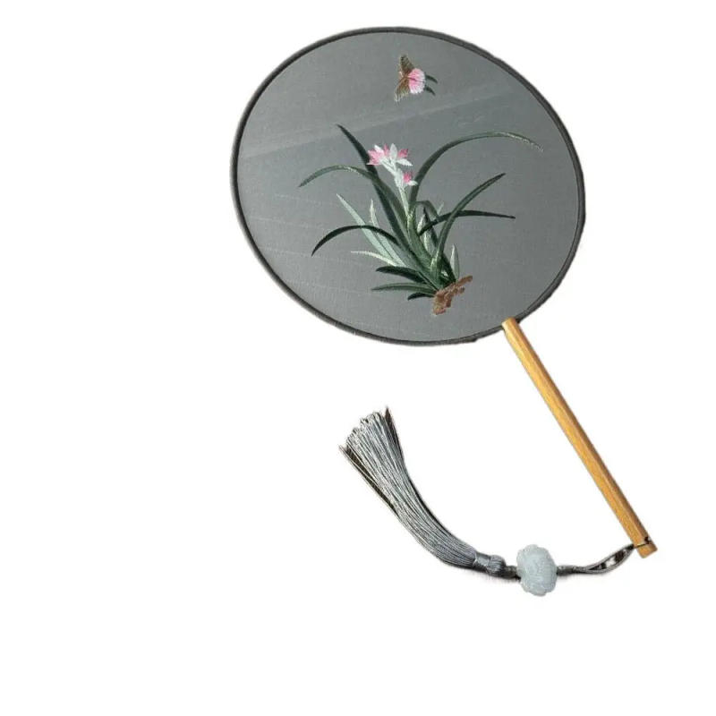 Description Picture 2 of itemAncient Classical Floral Pattern Embroidery Fan with Pendant Vintage Hand Fan Women Photography Prop Chinese Wedding Decoration