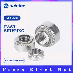 10Pcs 304 Stainless Steel Slab Thickness 0.8/1.0/1.4/2.3mm Self-Clinching Nuts Press Rivet Nut M2-M10