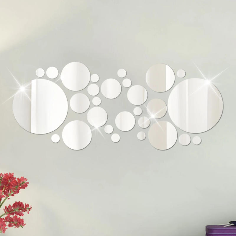 Description Picture 6 of itemNew Acrylic Mirror Wall Sticker Round Mirror Decal Self-Adhesive Wall Sticker Decal DIY Removable Mural for Home Decoration