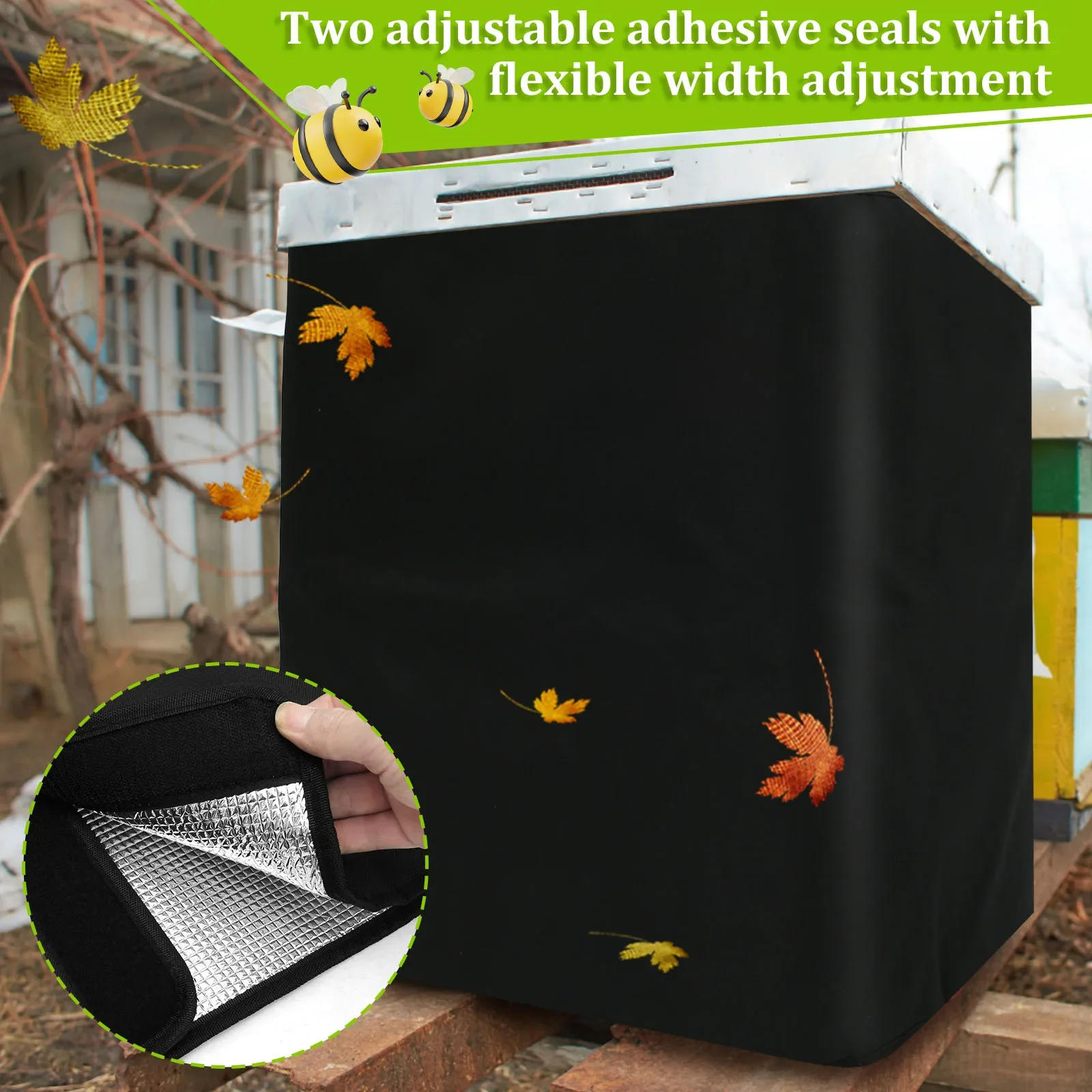 Description Picture 2 of itemNew Winter Bee Hive Wrap 600D Oxford Beehive Wrap Adjustable Bee Hive Insulation Wrap Waterproof Beehive Winter Cover Windproof