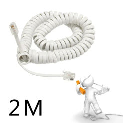 2M Phone Cord Landline Uncoiled Coiled Landline Telephone Handset Cord Line Cable RJ10 Telephone Accessory