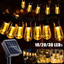 Outdoor Solar Bulbs String Lights LED IP65 Waterproof Retro Garden Lighting Fairy Lamp Party Christmas Decor Patio 10/20/30LED