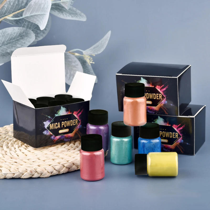 Description Picture 6 of item6 Color Pearlescent Sets Mica Powder Epoxy Resin Dye Colorant Pigment Pearl Powder DIY Glitter Candle Dye Making Material