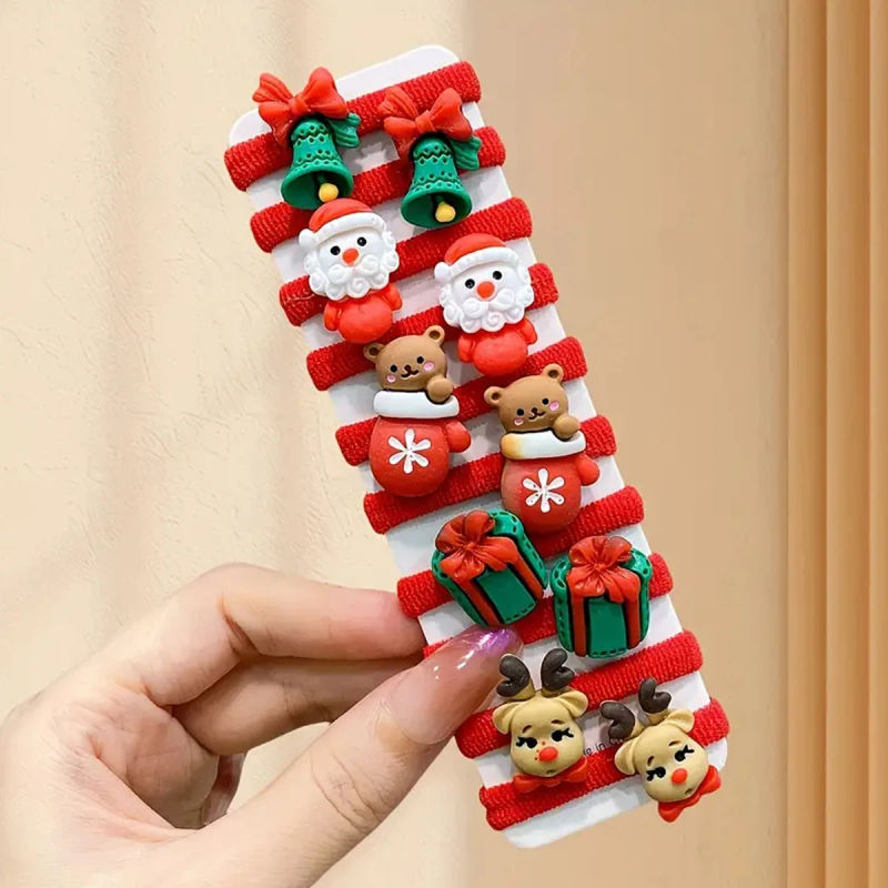 Description Picture 4 of item10pcs Christmas Elastic Headbands Cartoon Christmas Reindeer Mixed Color High Elasticity Headbands Used for Holiday Celebrations