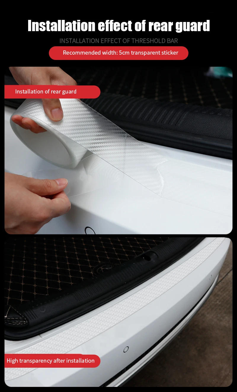 Description Picture 3 of itemTransparent Carbon Fiber Car Threshold Portector Moulding Strip Trim Bumper Strip Door Sill Film Anti Scratch Guards Car Sticker