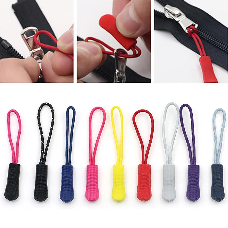 Description Picture 3 of item10pcs/Set Zipper Pull Puller End Fit Rope Tag Replacement Clip Broken Buckle Fixer Zip Cord Bag Suitcase Backpack Zipper Head