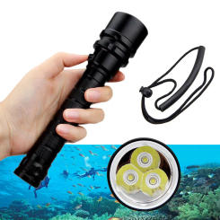 Powerful LED Diving Flashlight Waterproof Underwater 100 Meter White/UV Light Torch Powered by 2 pcs 18650 Battery
