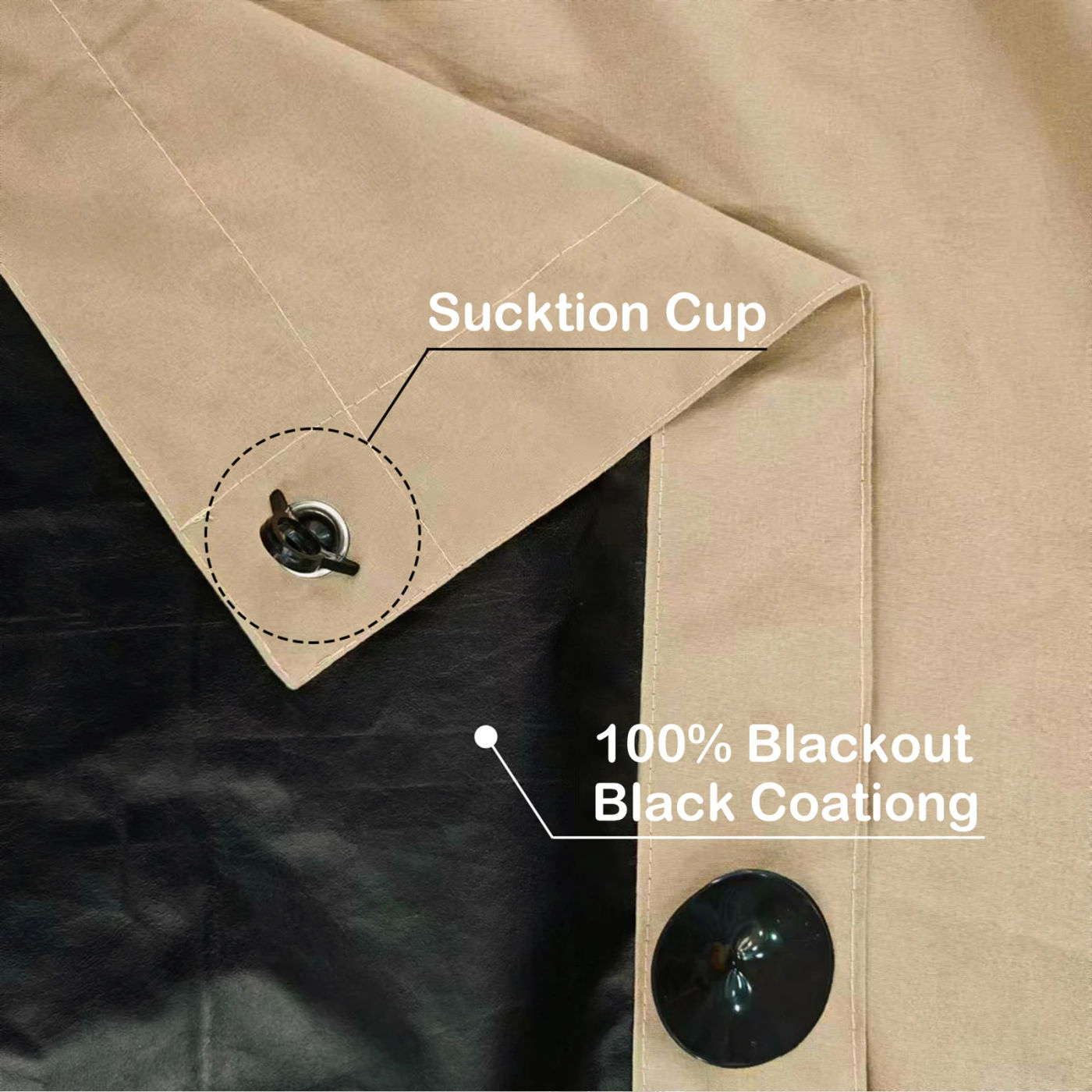 Description Picture 5 of item100% Blackout Window Curtain with Suction Cups Portable Removable for Living Room Bedroom Heat and Full Light Blocking Drapes