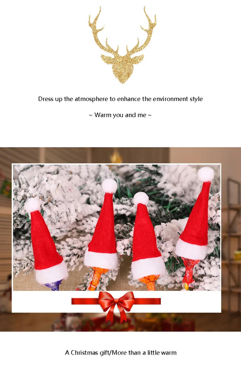 Description Picture 6 of item10PCS New Year MINI Christmas Hat Christmas Decorations Christmas lollipop Hat Christmas Non-woven Small hat