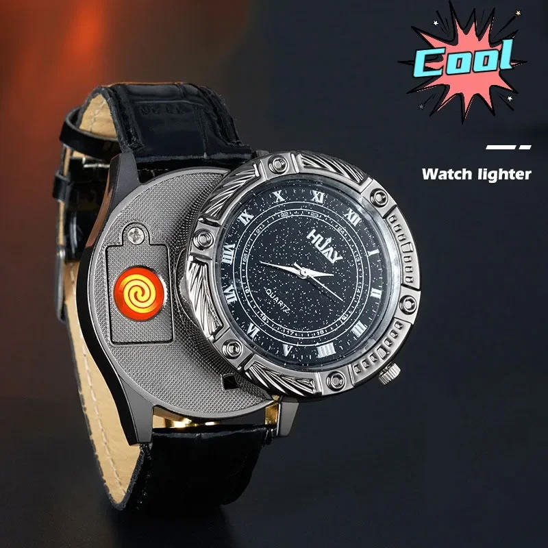 Description Picture 2 of itemBrand New Rechargeable Metal Watch Lighter Cool Trend Tungsten Filament Cigarette Lighter Men's Gift Cigarette Accessories