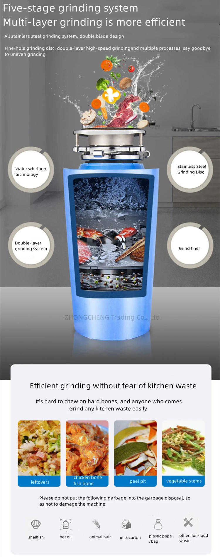 Description Picture 6 of itemFood Waste Disposer Household Kitchen Waste Disposer Food Waste Disposer Kitchen Sink Kitchen Waste Disposer