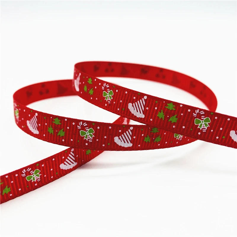 Description Picture 5 of item5yards/Lot 10mm Christmas Ribbon Printed Christmas Grosgrain Ribbon For Handmade Design Christmas Decoration DIY Gift Packing