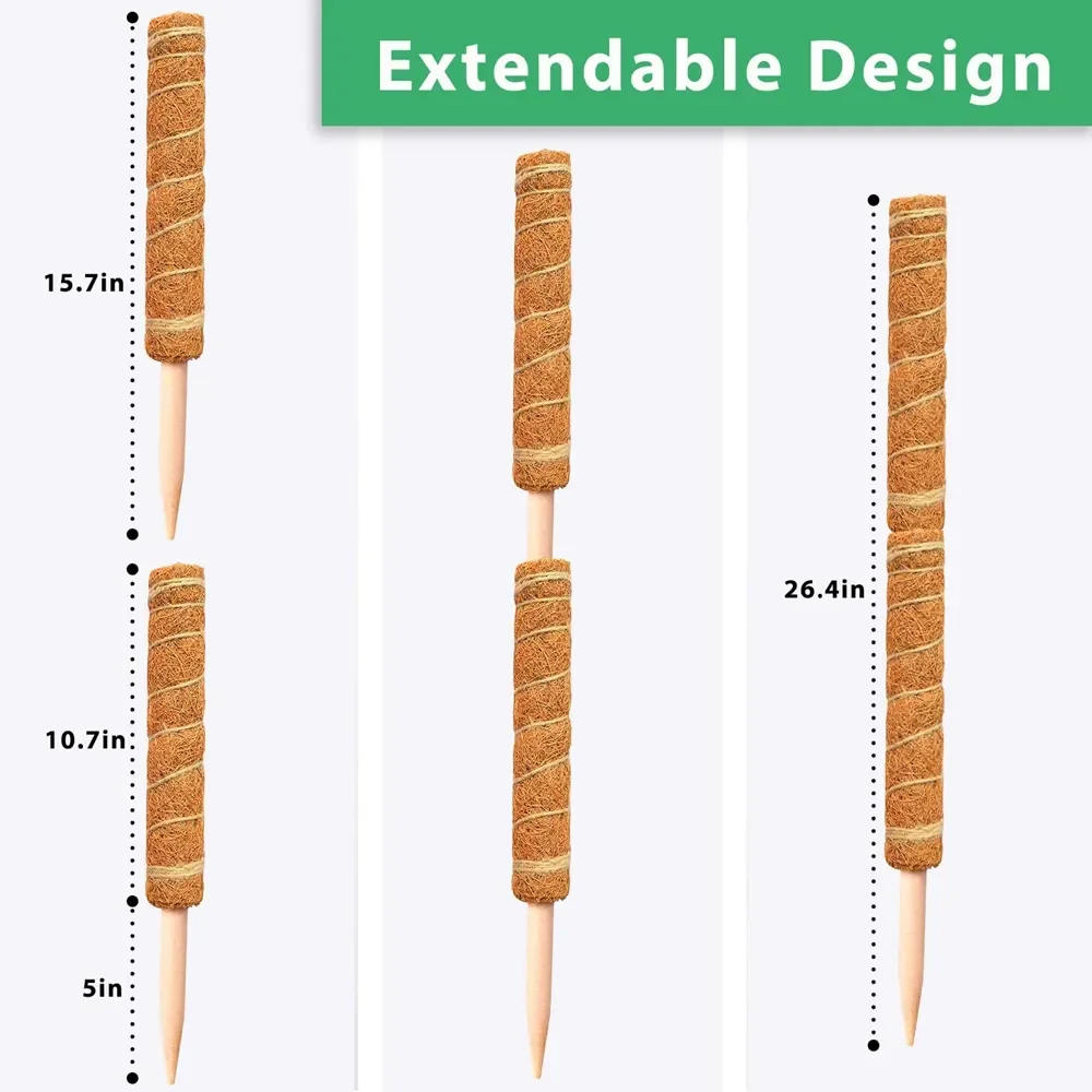 Description Picture 4 of item1PC Plant Climbing Coir Support Pole Potted Moss Stick Extendable Plant Support Monstera Creepers Vines Garden Supplies