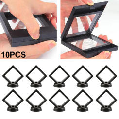 5/10PCS Jewelry Storage Box 3D Packaging Case Gemstone Floating Frame Membrane Ring Coin Display Case Necklace Display Holder