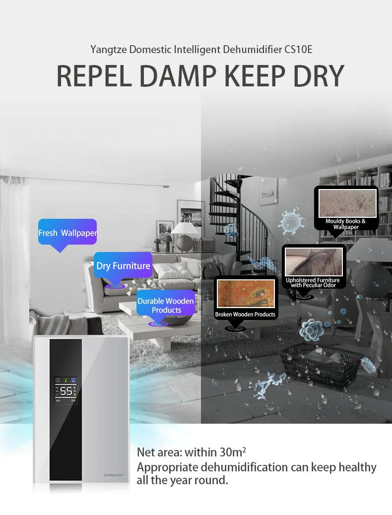 Description Picture 2 of itemYangzi Dehumidifier Basement Dehumidifier Household Energy-saving Silent Small Dehumidifier Hygroscopic Drying Air Purification
