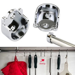 Aluminum Flange Seat Wardrobe Hanger Rod Tube Hook Fixed Support Bracket Seat Fixing Hardware Accessories Curtain Rod