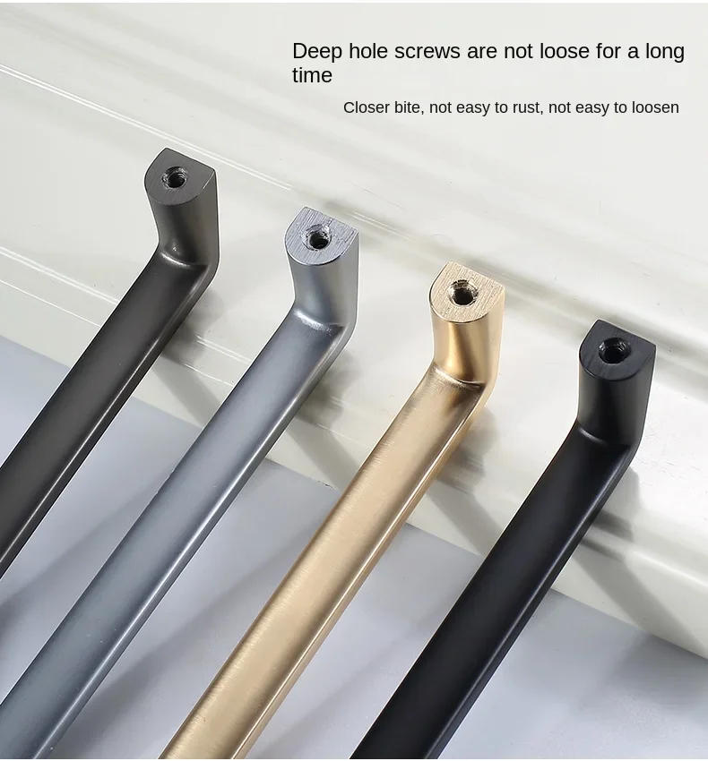 Description Picture 4 of itemModern Simple Cabinet Door Handle Kitchen Dresser Drawer Knobs Gray Chrome Black Drawer Pulls Wardrobe Furniture Handle Hardware