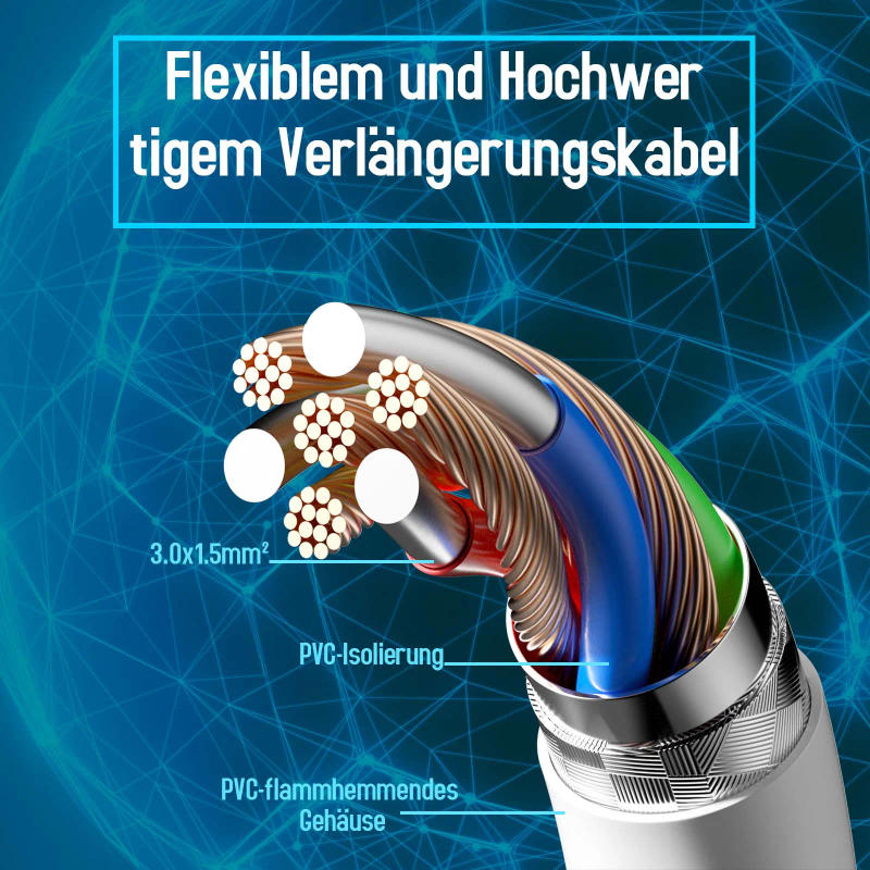 Description Picture 5 of itemPower Strip Extension Cord 3M 250V 16A EU Plug Outlets 3680W Electric Extension Cable Wire Indoor Outdoor Schuko Sockets IP44