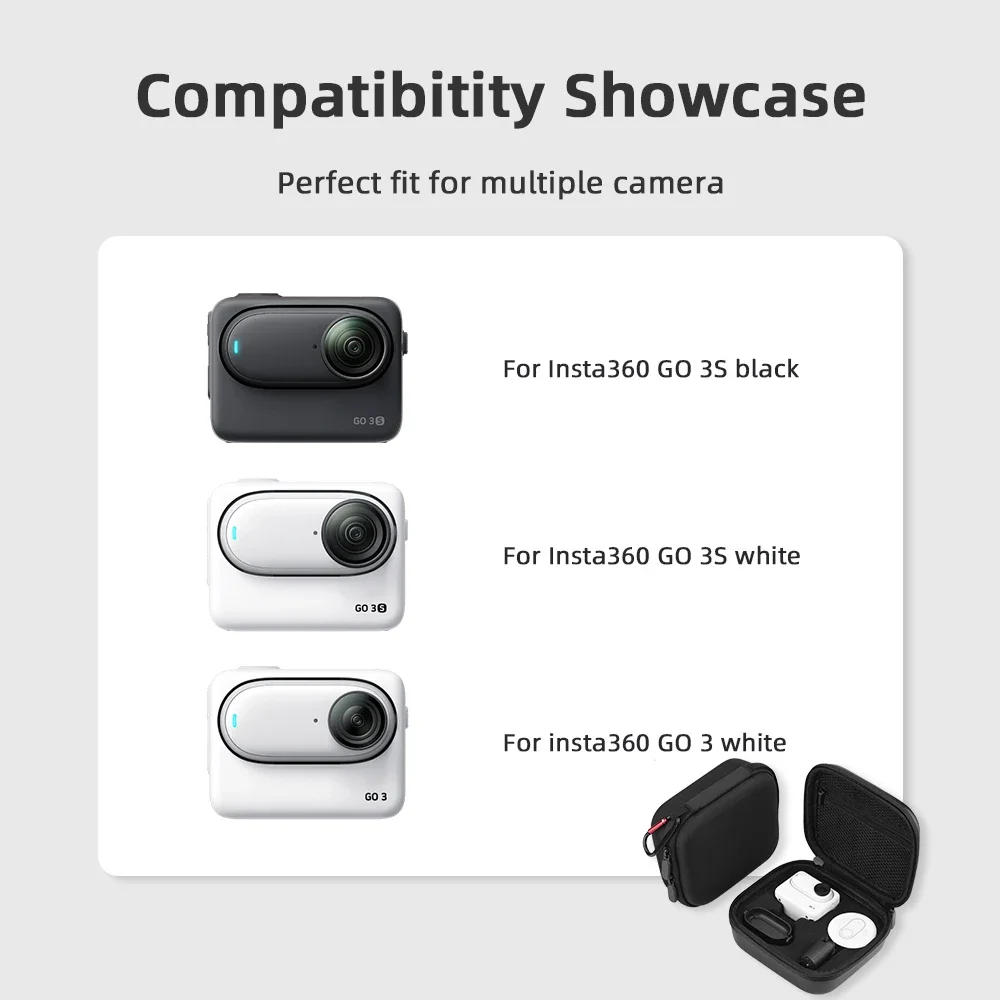 Description Picture 5 of itemFlymile Carrying Case For Insta360 GO 3/GO 3S PU/Nylon Shell Storage Bag Body Protective Sports Camera Accessory With Carabiner