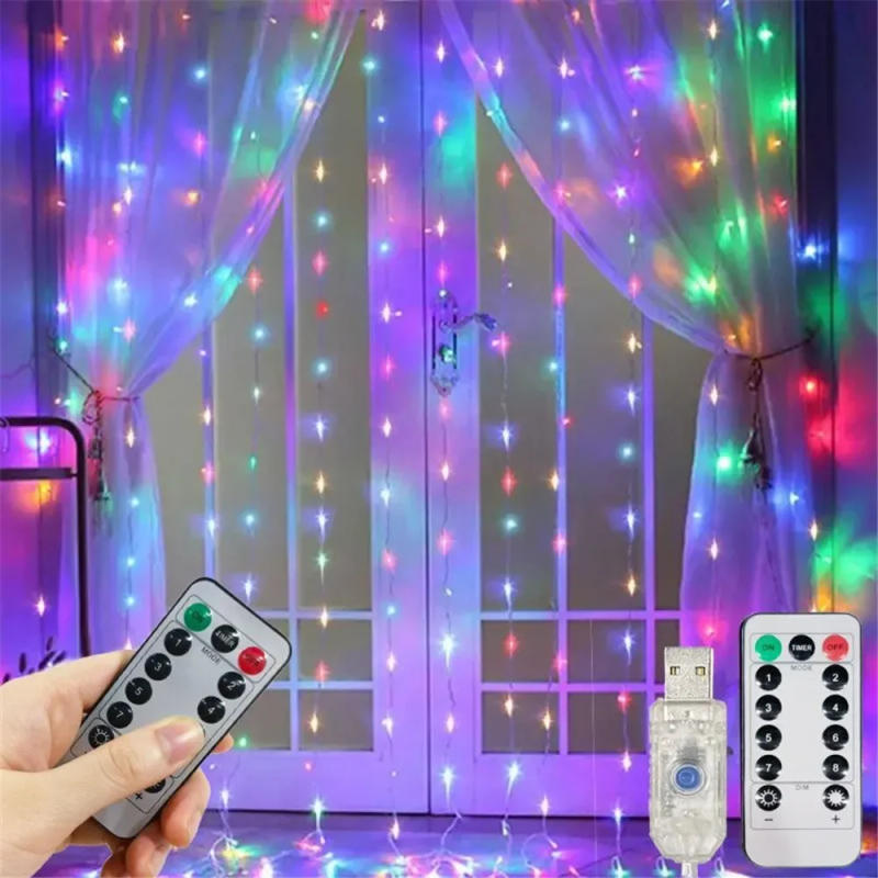 Description Picture 3 of itemCurtain LED String Lights Garland Festival Christmas Decoration USB Remote Control Holiday Wedding Fairy Lights for Bedroom Home