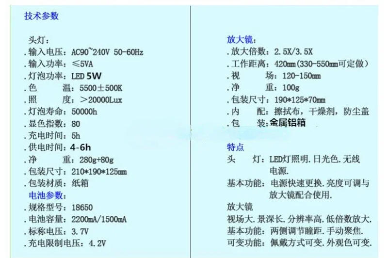 Description Picture 3 of itemDental magnifying glass + LED headlamp Head-mounted orthopedic surgery magnifying glass светильник светильник настенный 벽등