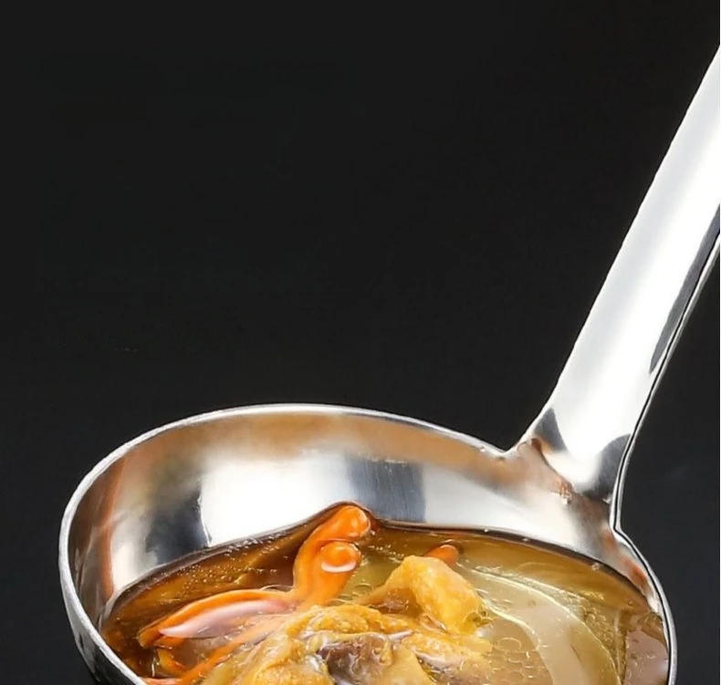 Description Picture 2 of itemStainless Steel Oil Separator Soup Colander Spoon Soup Gravy Oil Soup Fat Separator Grease Strainer Spoon with Spout