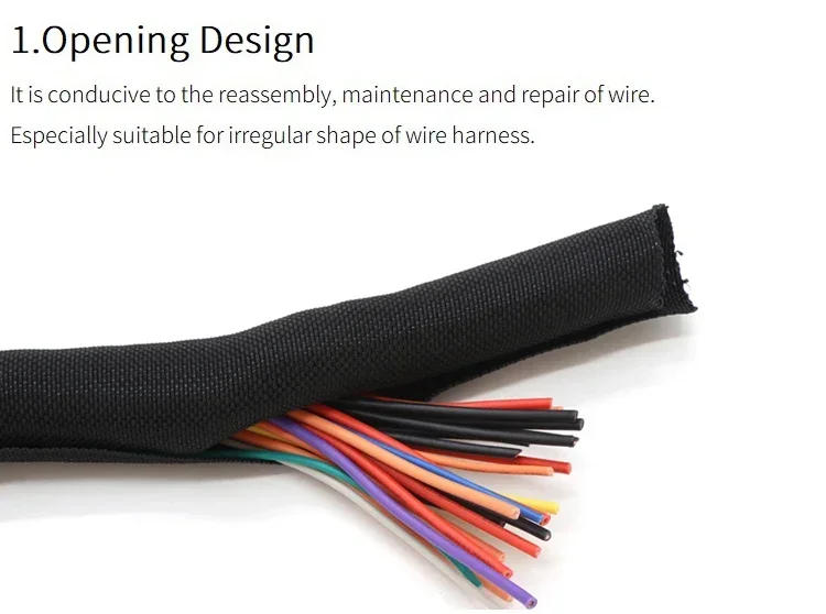 Description Picture 5 of itemCable Sleeve Self Closing PET Braided Expandable Auto Line Management Overlaps Flexible Loom Split Pipe Tube Wire Wrap Protect