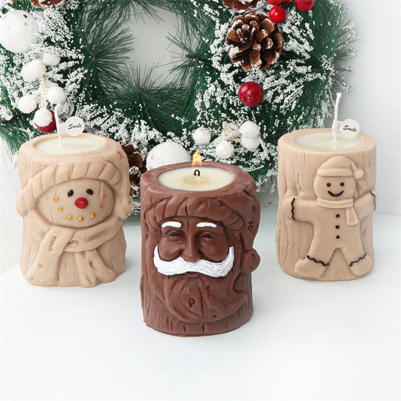 Description Picture 5 of itemChristmas Tree Stump Candle Silicone Mold DIY Elk Snowman Gypsum Soap Making Mould Cake Chocolate Decorating Tools Holiday Gifts